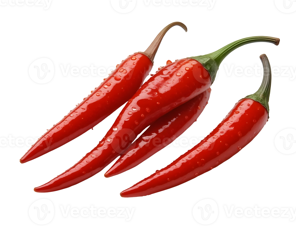 Fresh red chili peppers isolated on transparent background png