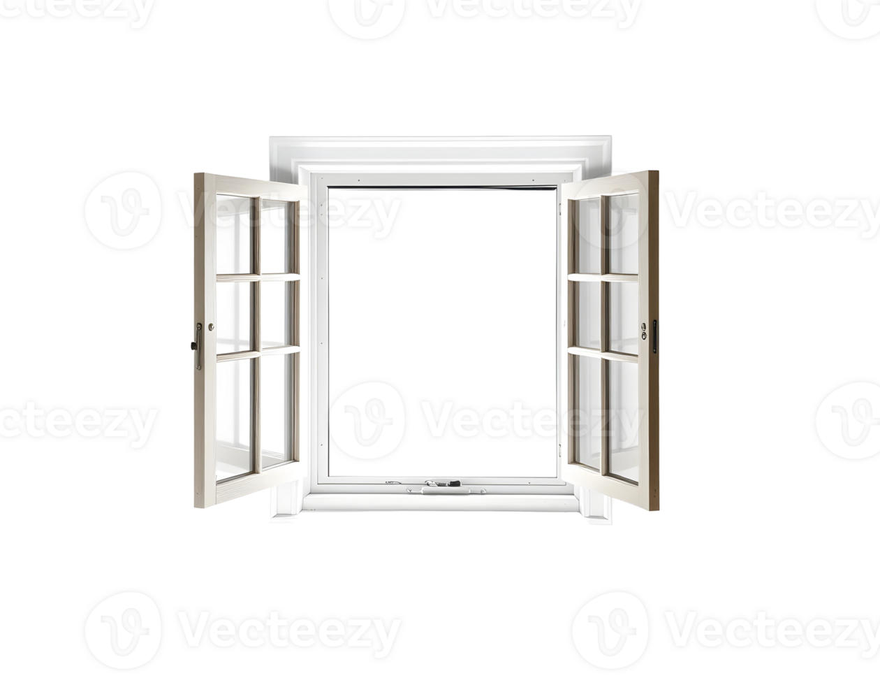Open Wooden Window with Transparent Background png