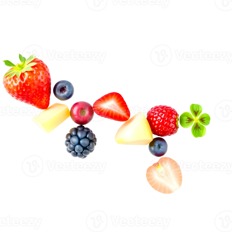 A collection of various fruits including strawberry blueberry raspberry png
