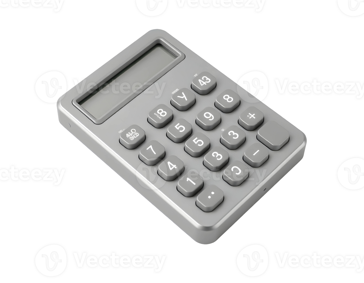 Close-up shot of a grey calculator on a transparent surface png