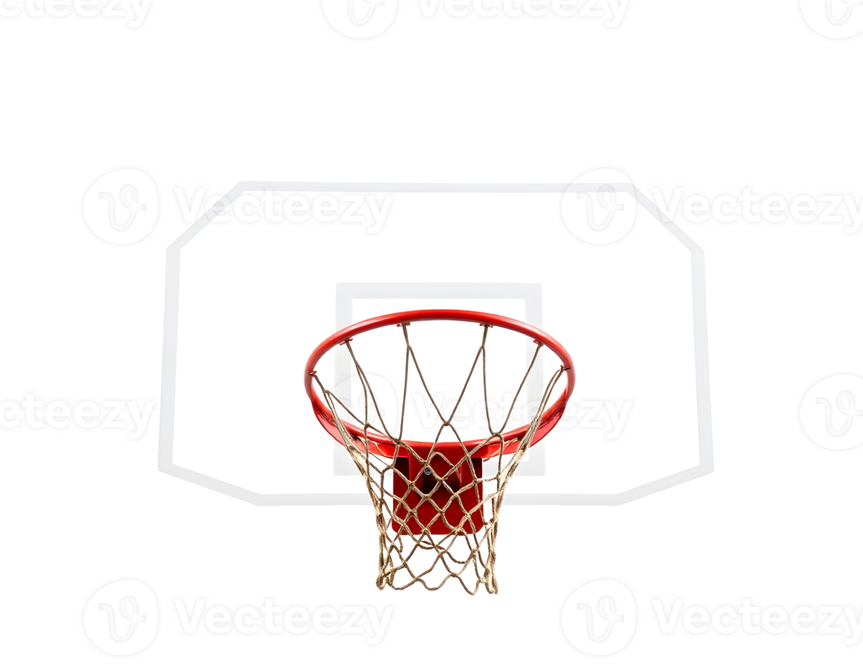 Basketball hoop with red net and white backboard png