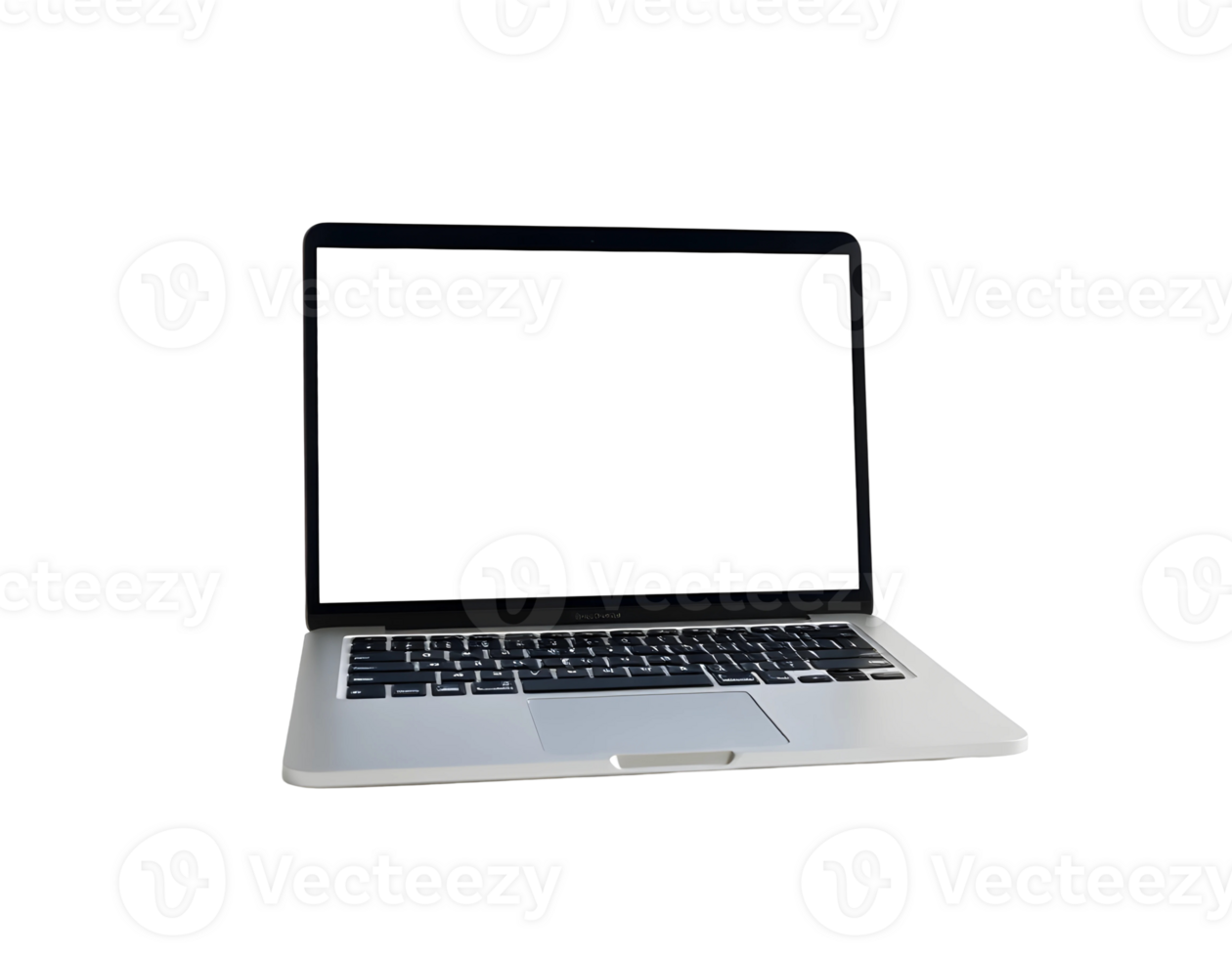Laptop with a blank screen and keyboard isolated on a transparent background. png