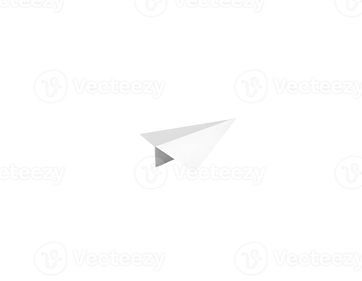 White origami paper airplane isolated on transparent background png