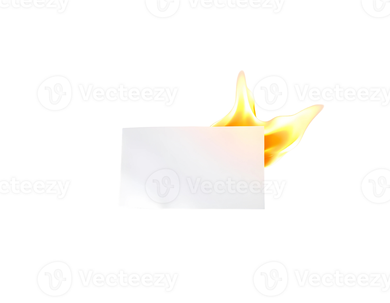 Burning White Paper with Flames on Transparent Background png
