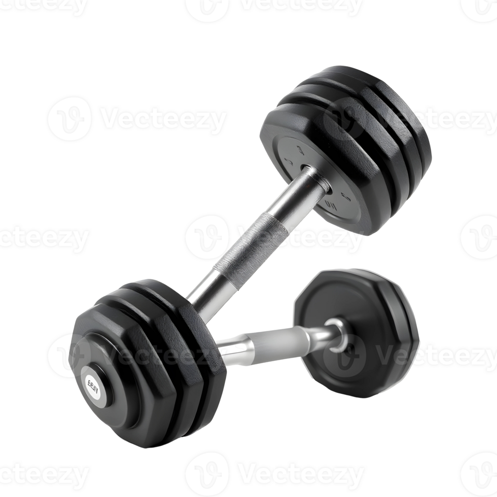 Pair of black dumbbells for weightlifting and strength training png