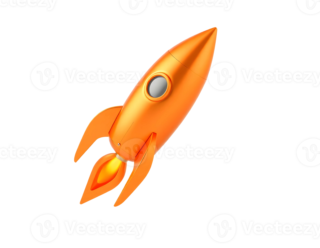 Orange Rocket with Flames Isolated on Transparent Background png