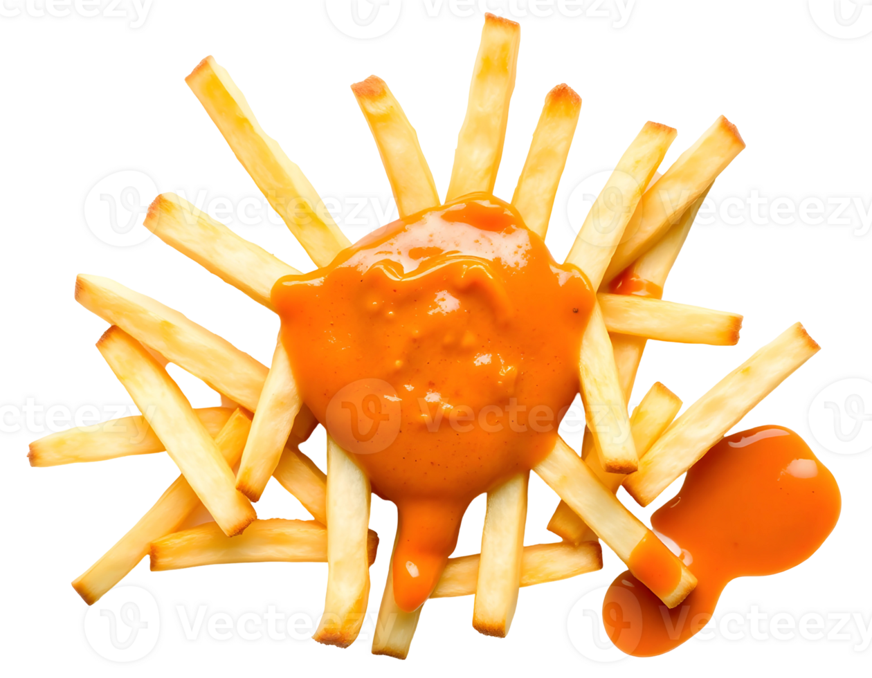 French fries with orange sauce png
