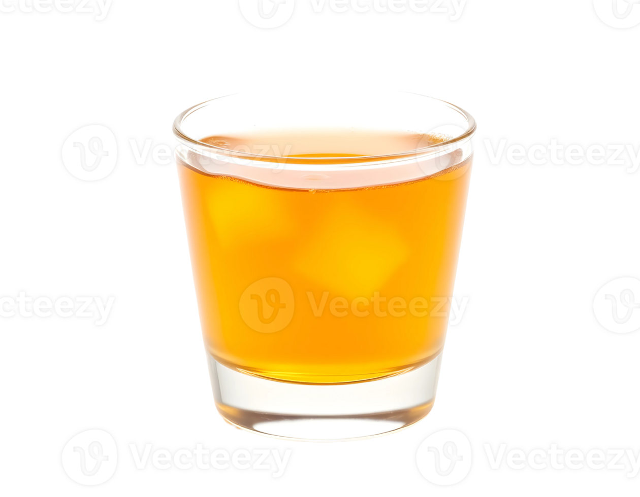 Whiskey cocktail in a glass with ice cubes png