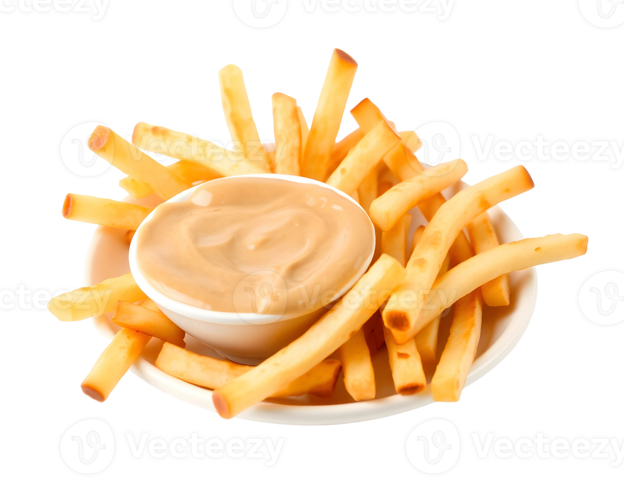 Golden French Fries with Sauce png