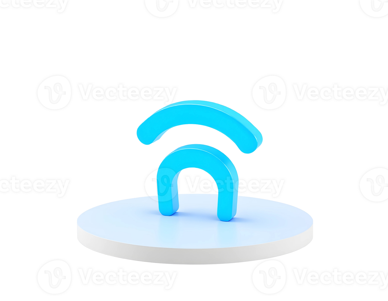 3D rendering of a wireless network icon on a white podium png