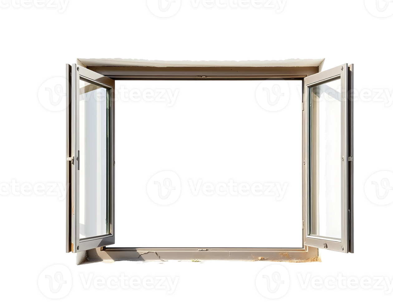 Open window with daylight and transparent background. png