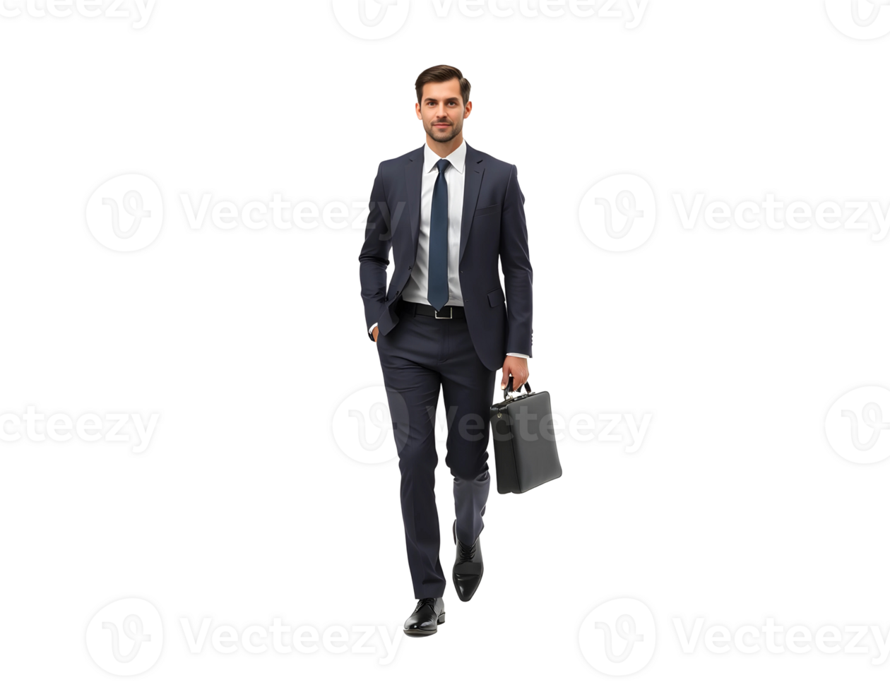 Confident Businessman Walking with a Briefcase png
