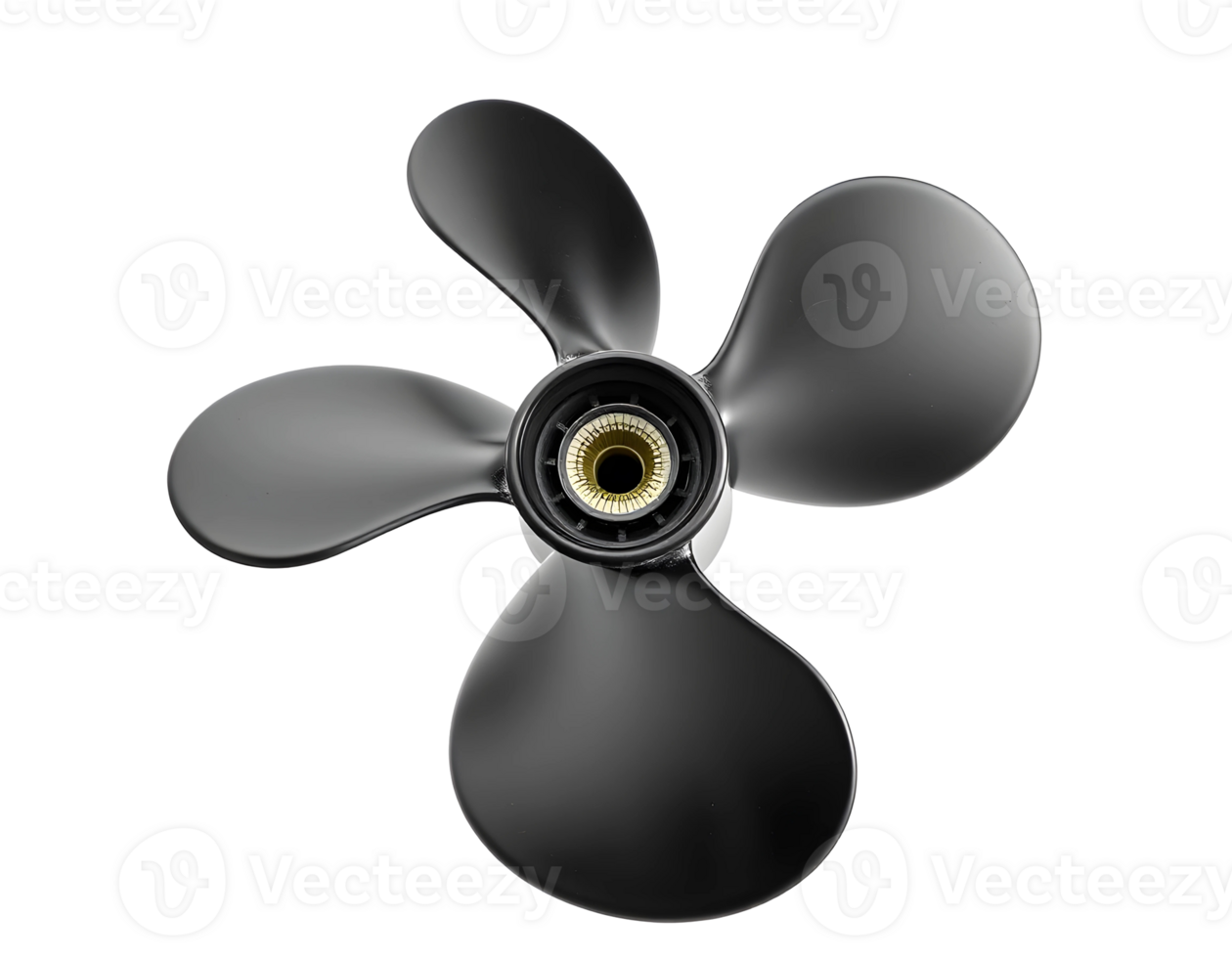 Close-up of a black boat propeller with three blades png
