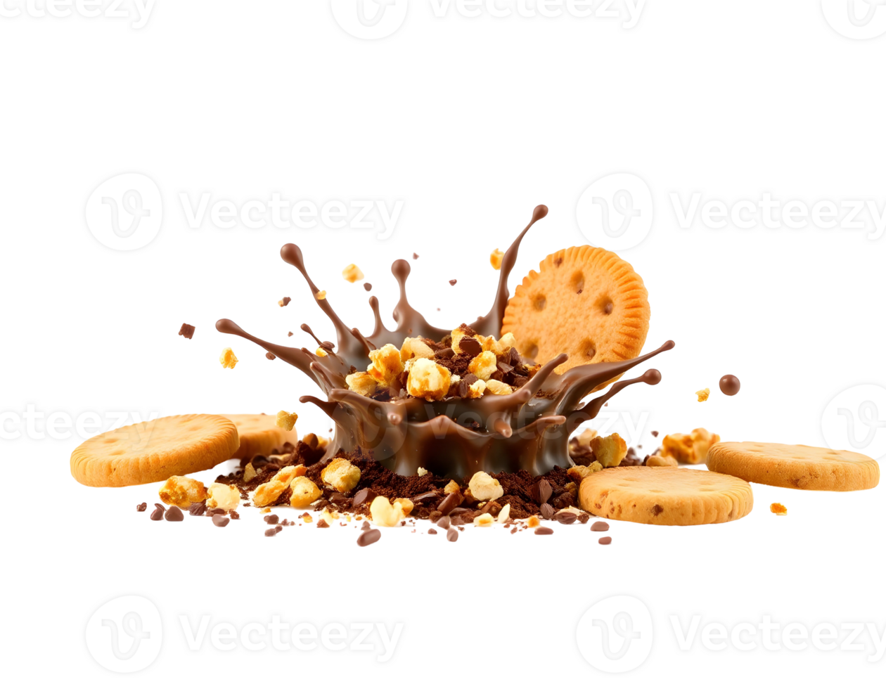 Chocolate splash with cookies png