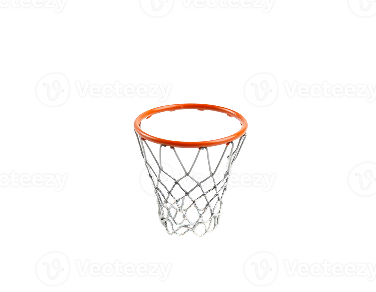 Close-up shot of a basketball hoop with an orange rim and a net. png