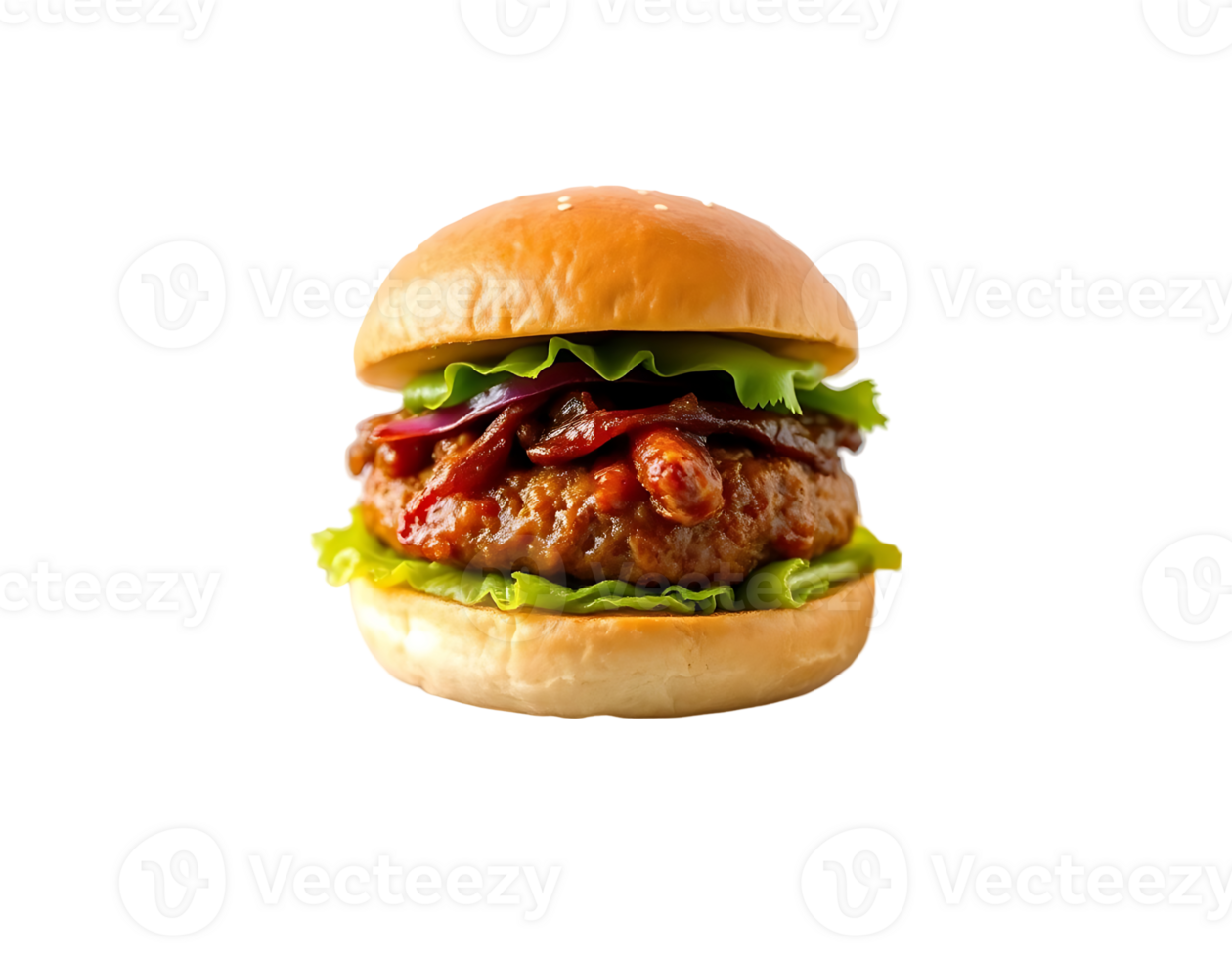 Delicious gourmet burger with fresh ingredients png