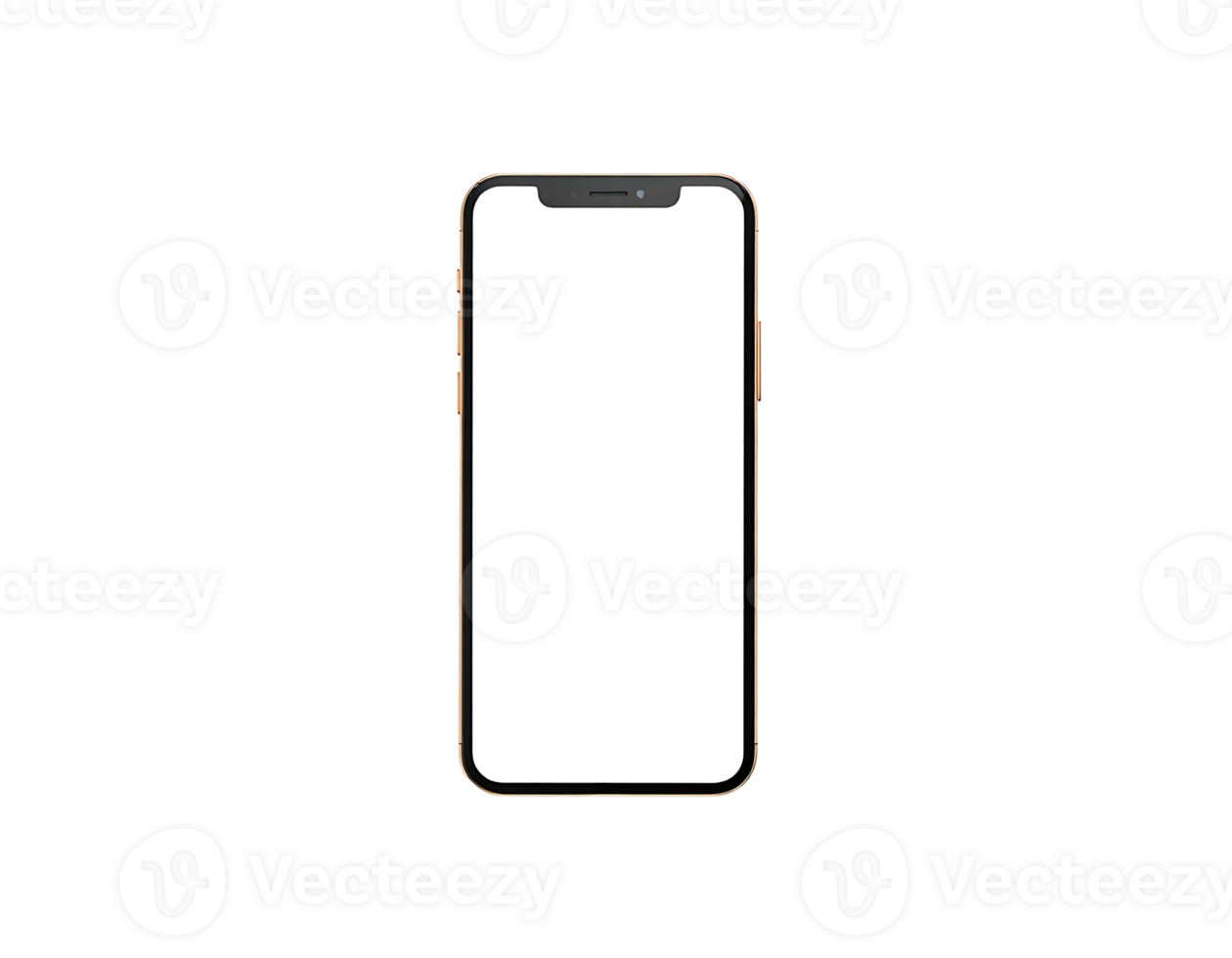 Front view of a modern smartphone with a blank white screen on a transparent background. png