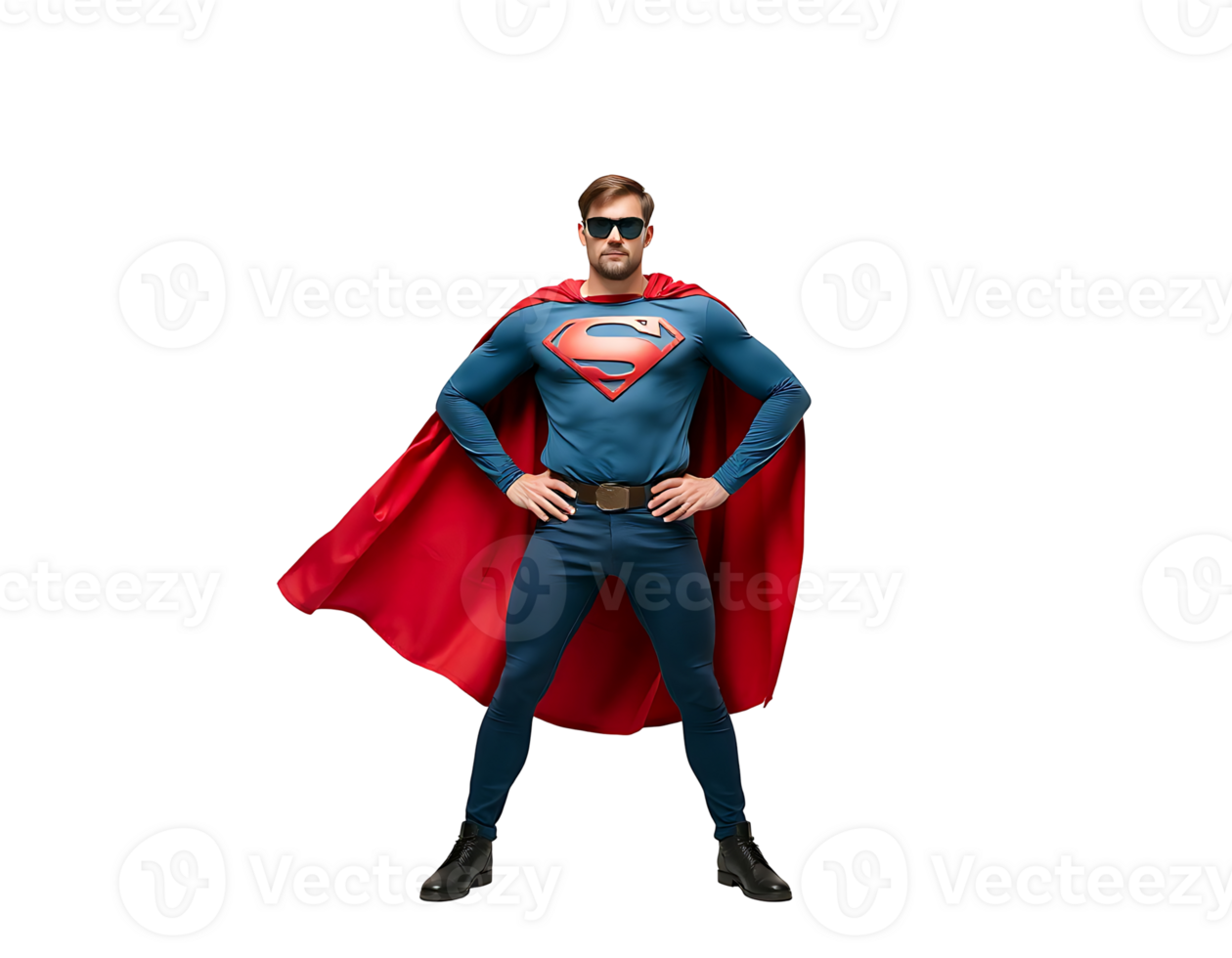Superman in a Red Cape with Sunglasses png