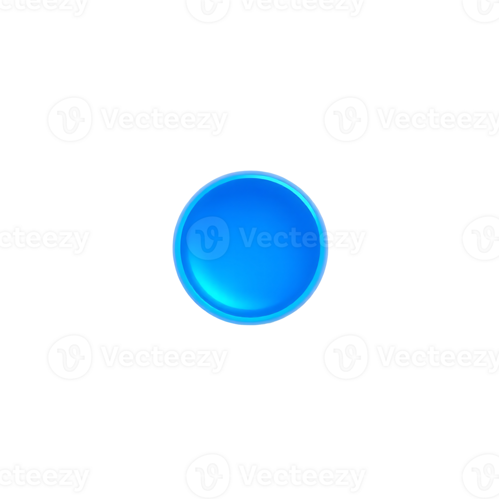 Shiny blue circle button on a transparent background png
