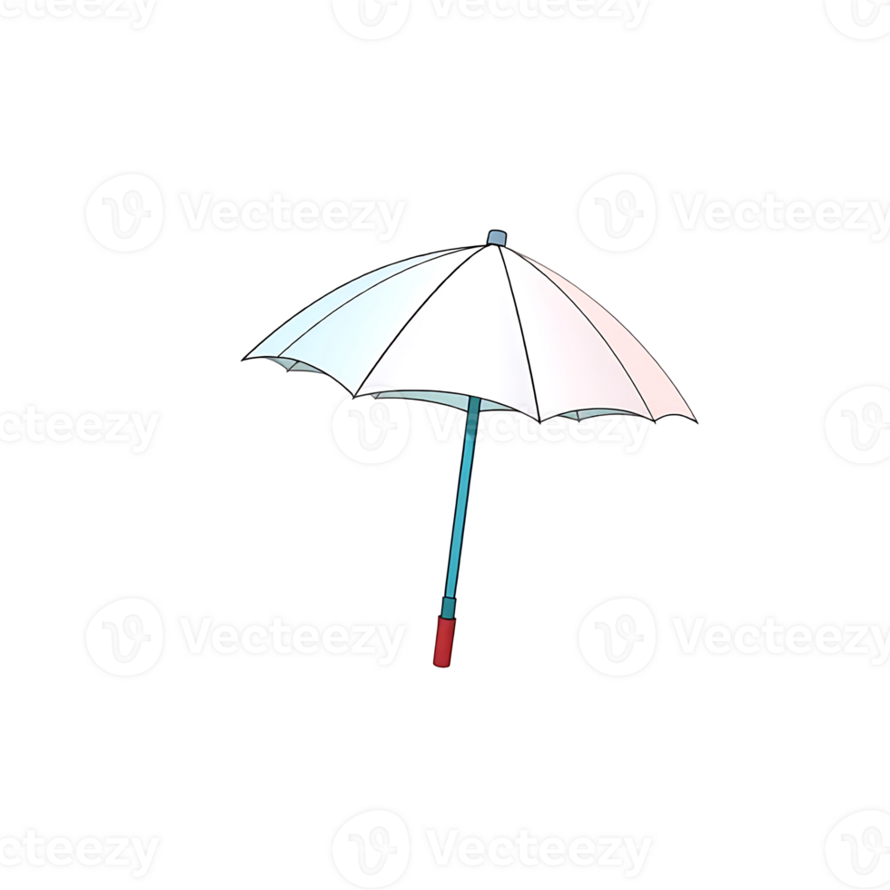 Open white umbrella isolated on a transparent background png