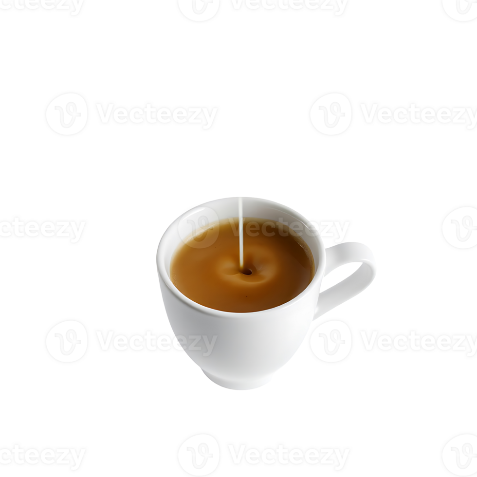 Coffee cup with milk being poured png