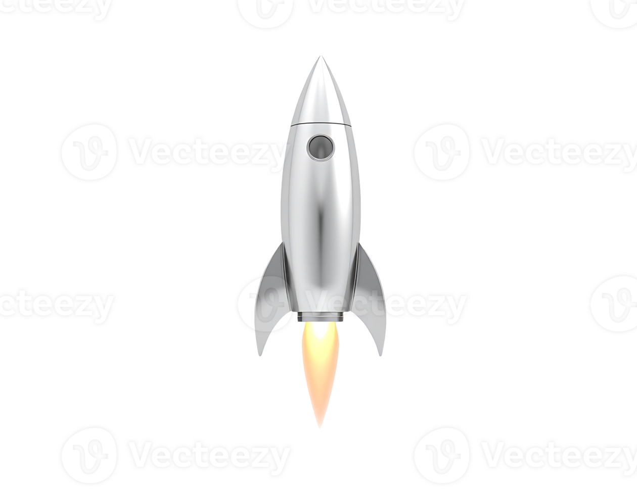 Shiny Silver Rocket Launching into Space png