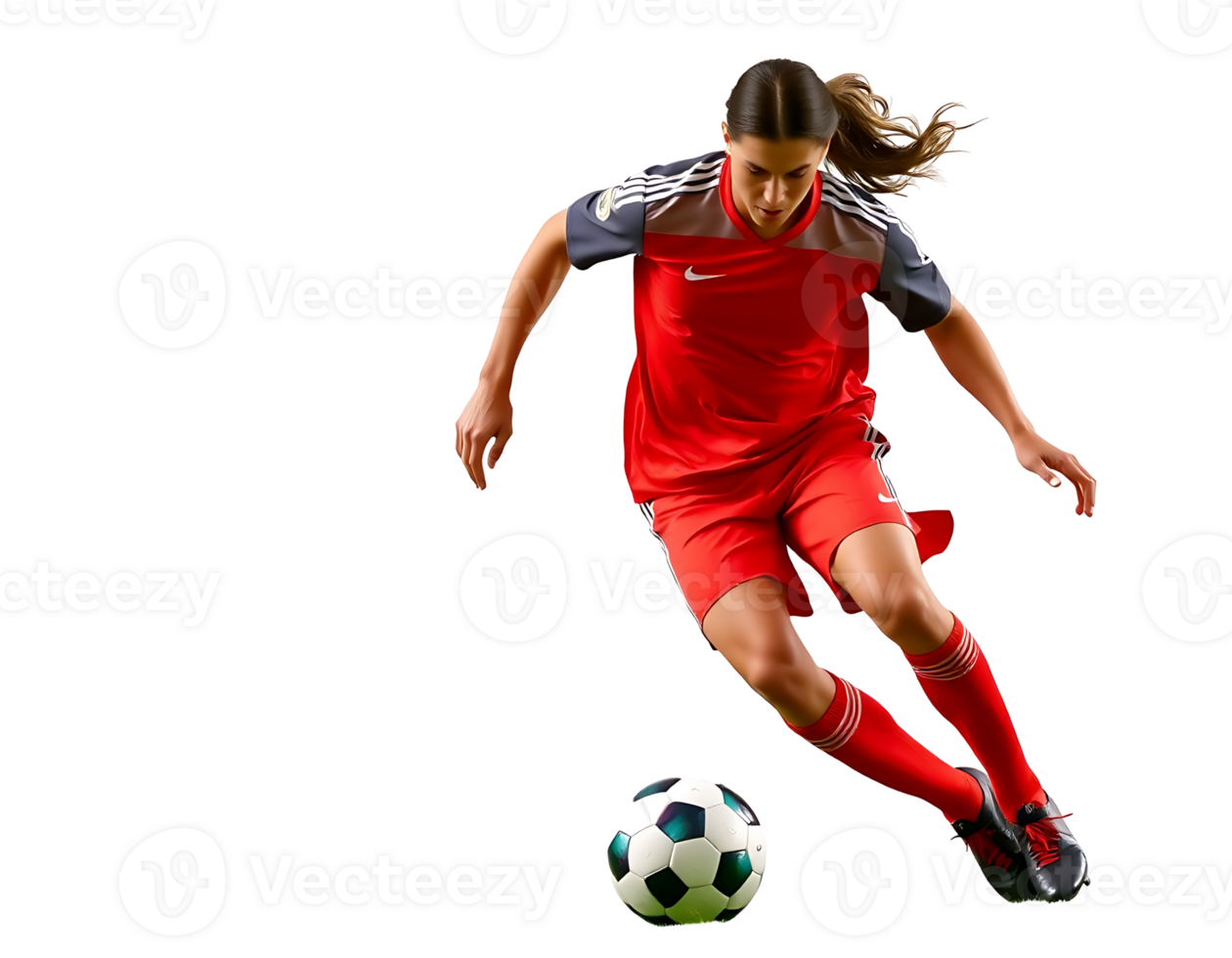 Female Soccer Player in Action png