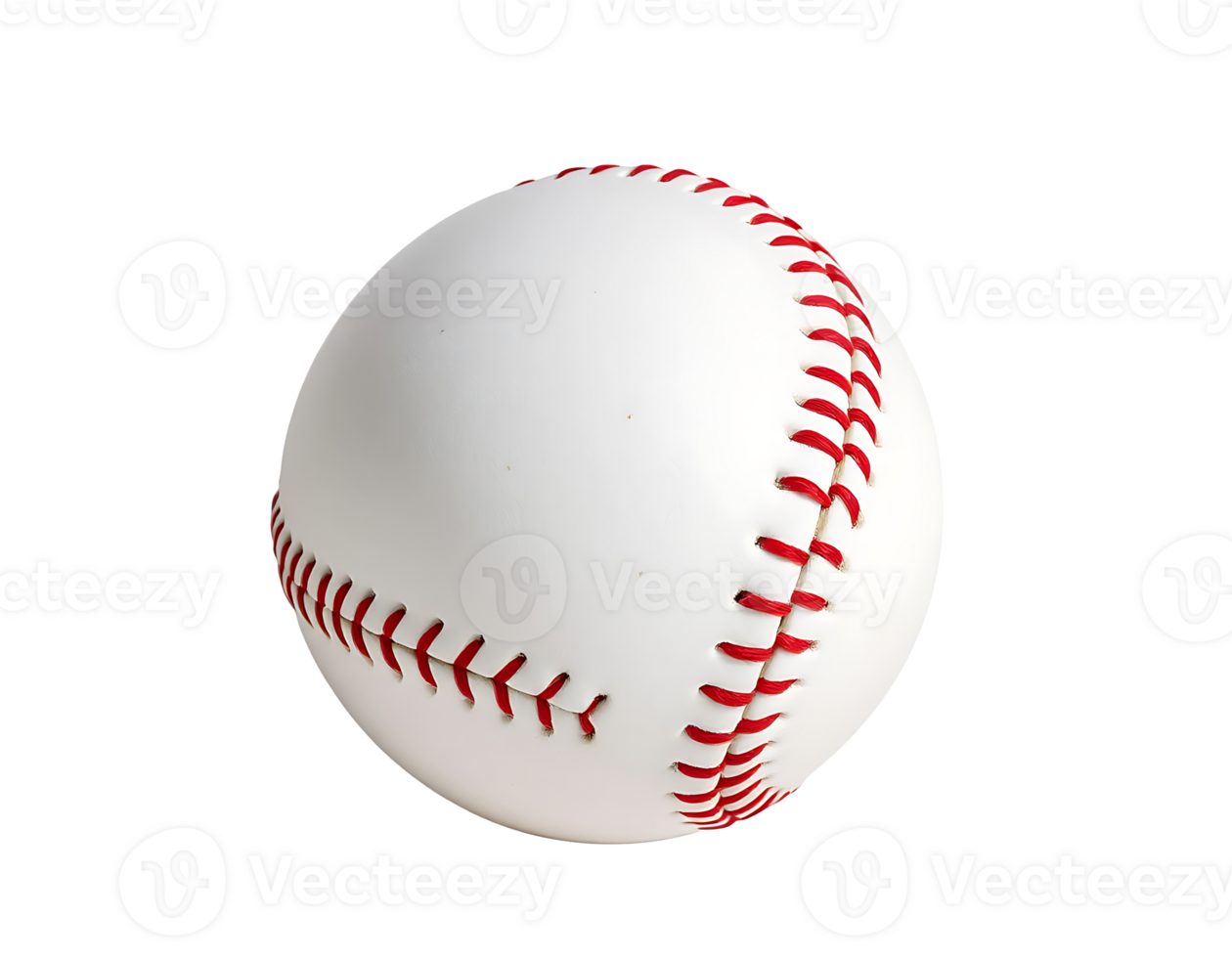 Close-up of a baseball with red stitching on a white background png