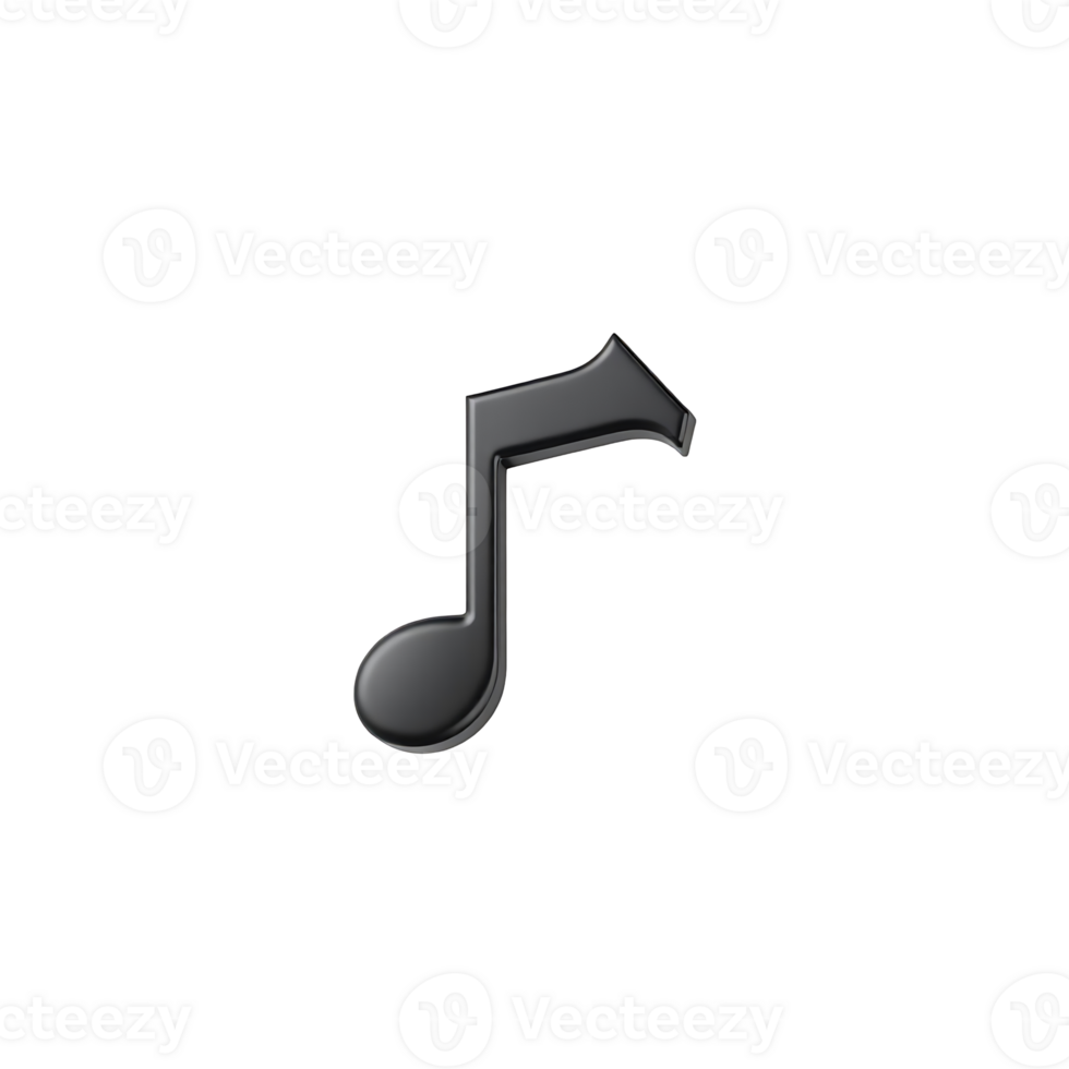 Black musical note isolated on transparent background png