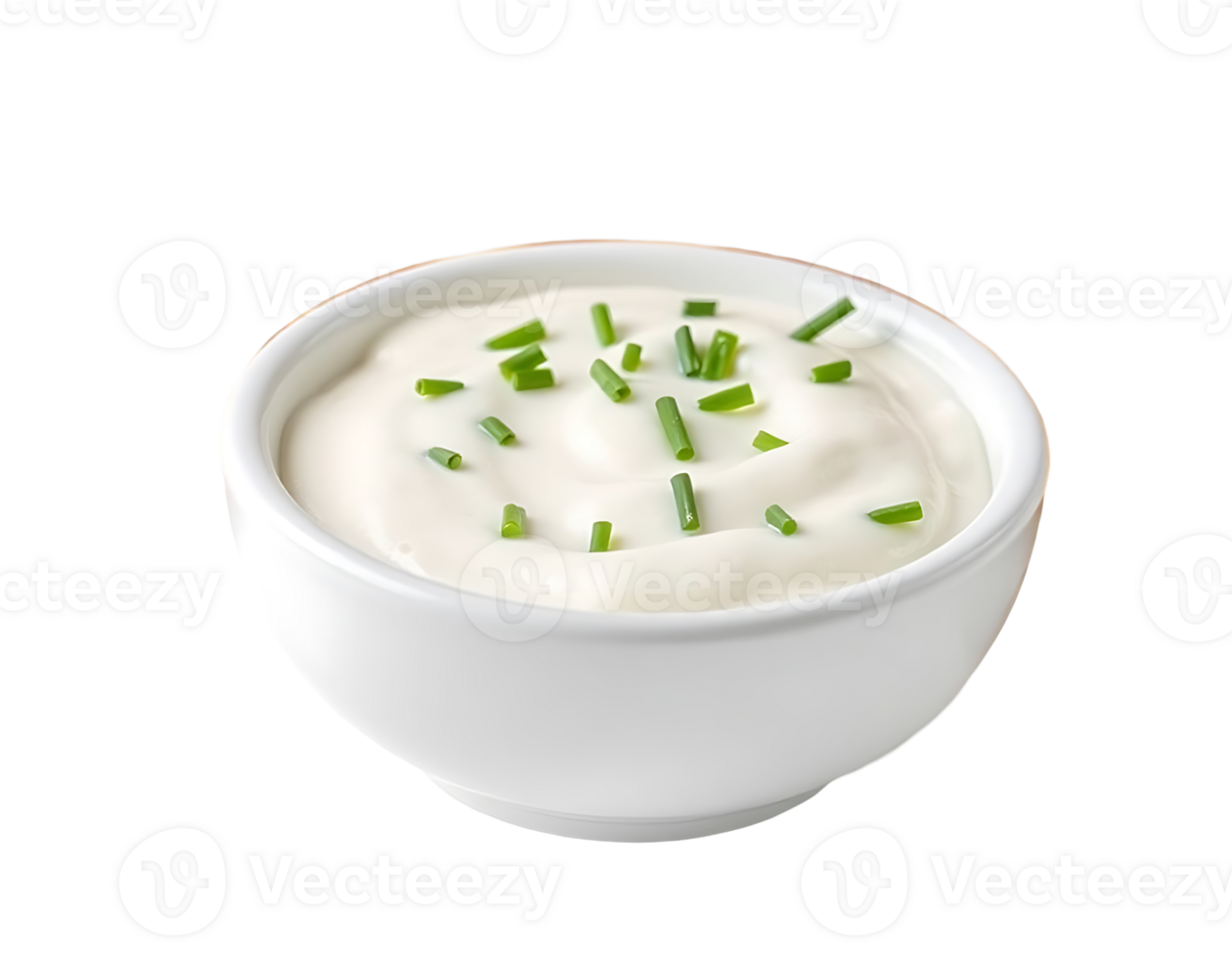 Creamy Sour Cream Dip with Chives in a White Bowl png
