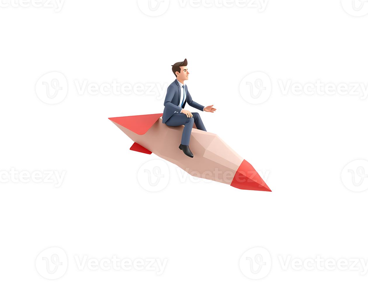 Business Man on a Rocket Symbol of Success and Rapid Growth png