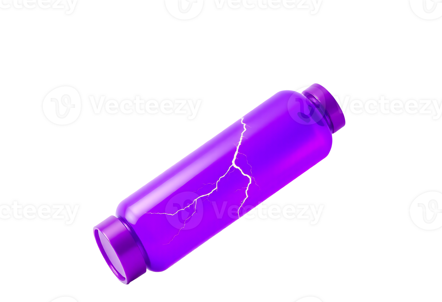 Purple bottle with crack, 3D render png
