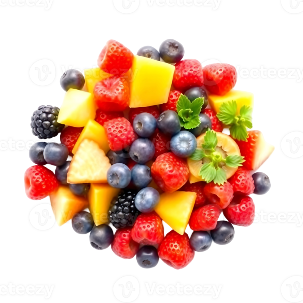 Delicious and Colorful Fruit Salad with Berries and Mango png