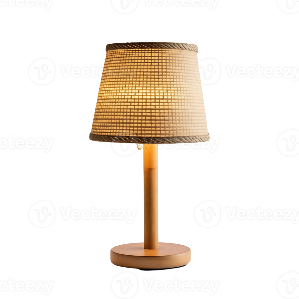 Elegant Beige Table Lamp with Wooden Base and Woven Lampshade for Home Decor png