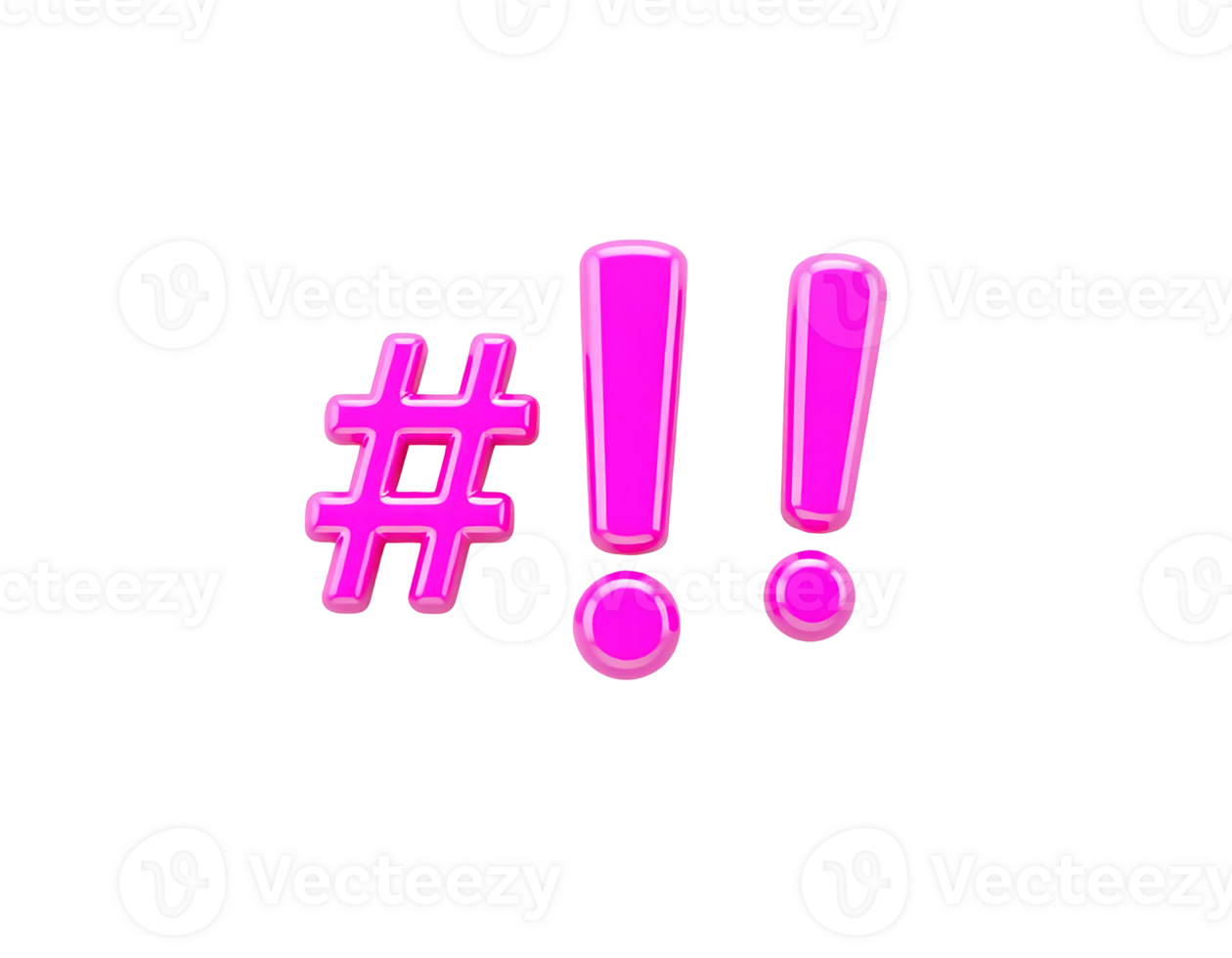 Pink Hashtag and Exclamation Marks png