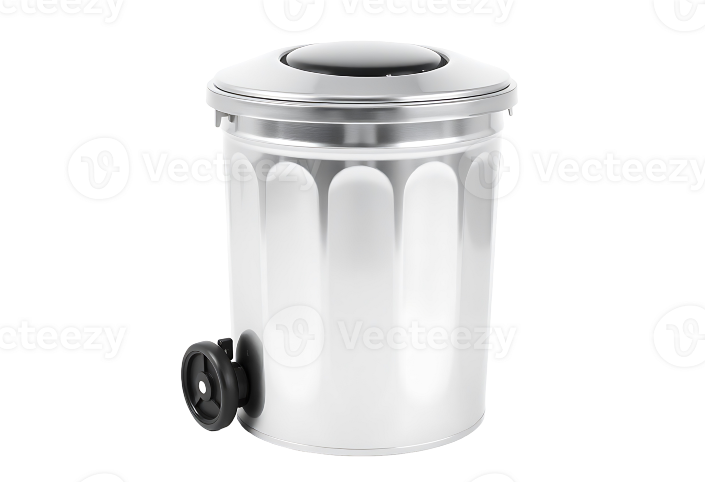 Modern Stainless Steel Trash Can with Wheel and Lid png
