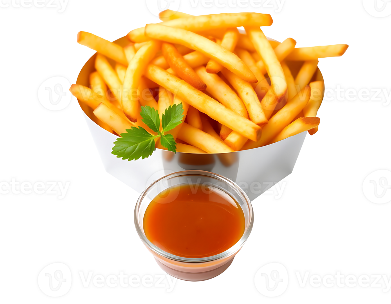 Golden and crispy french fries with ketchup png