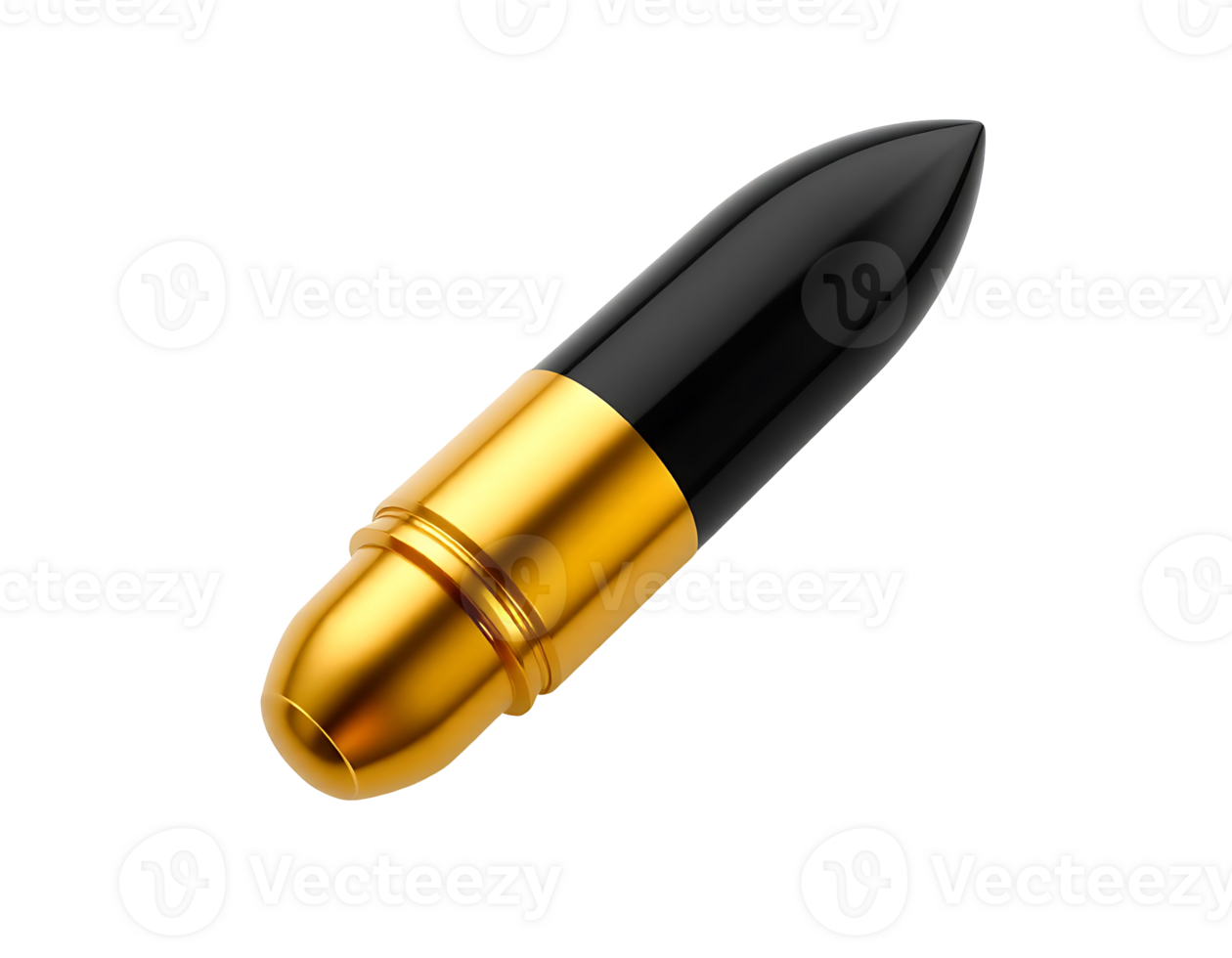 Gold and Black Metallic Bullet Isolated on Transparent Background png