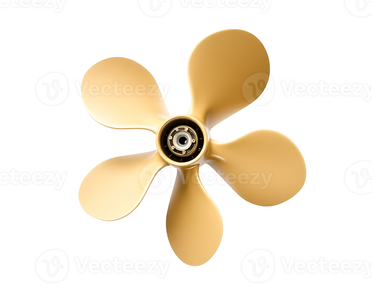 Close-up of a golden propeller with five blades png