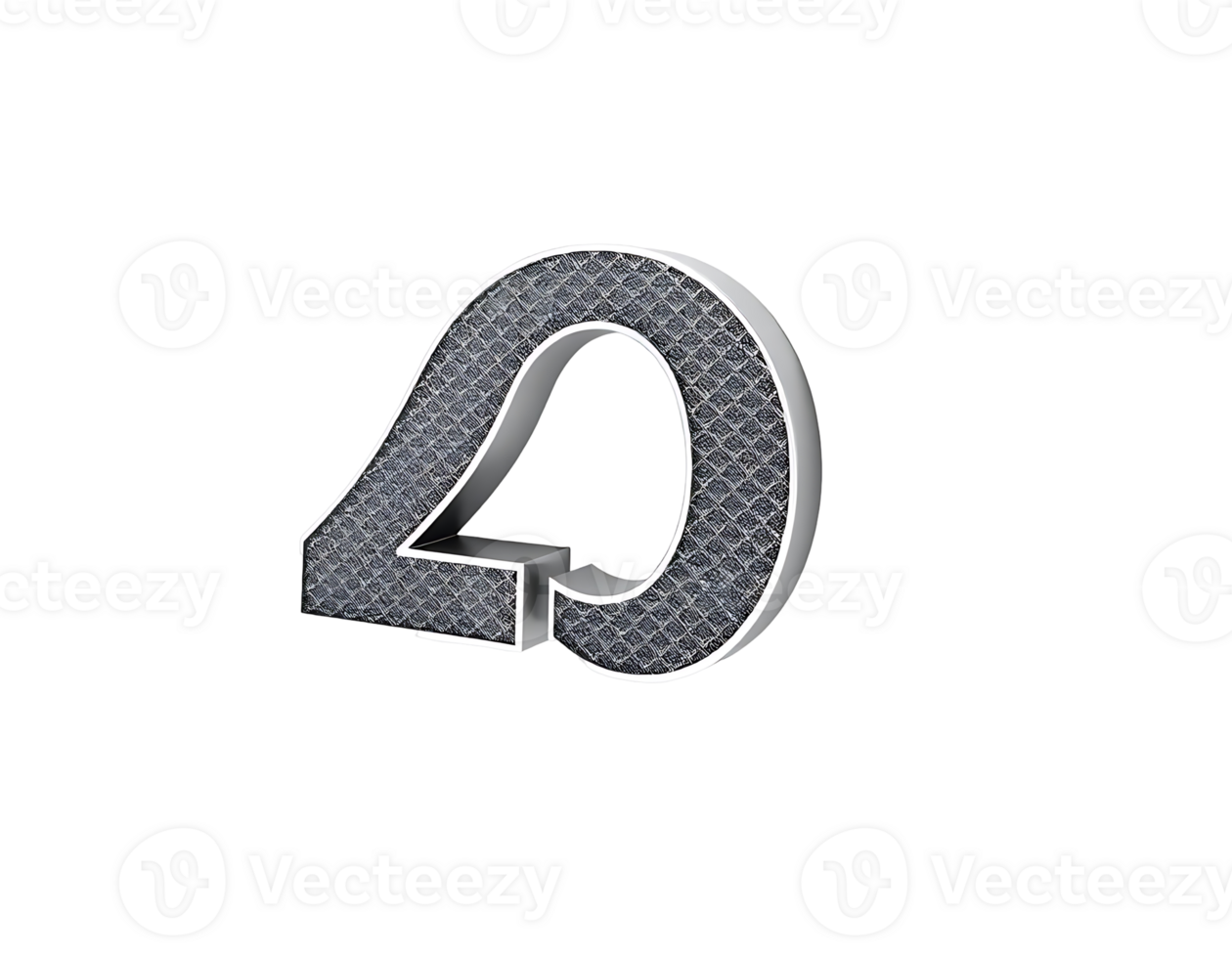 3D Render of the Number 40 with Silver and Gray Texture png