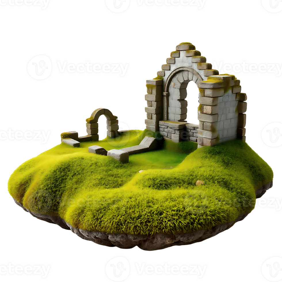 Miniature Ruins on a Floating Island png