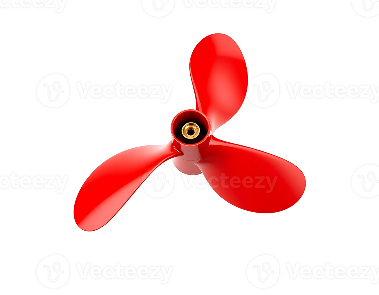 Red propeller with three blades isolated on transparent background png