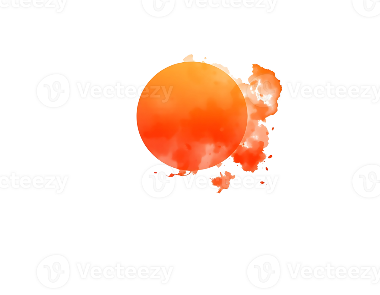 Orange circle with watercolor splash effect png
