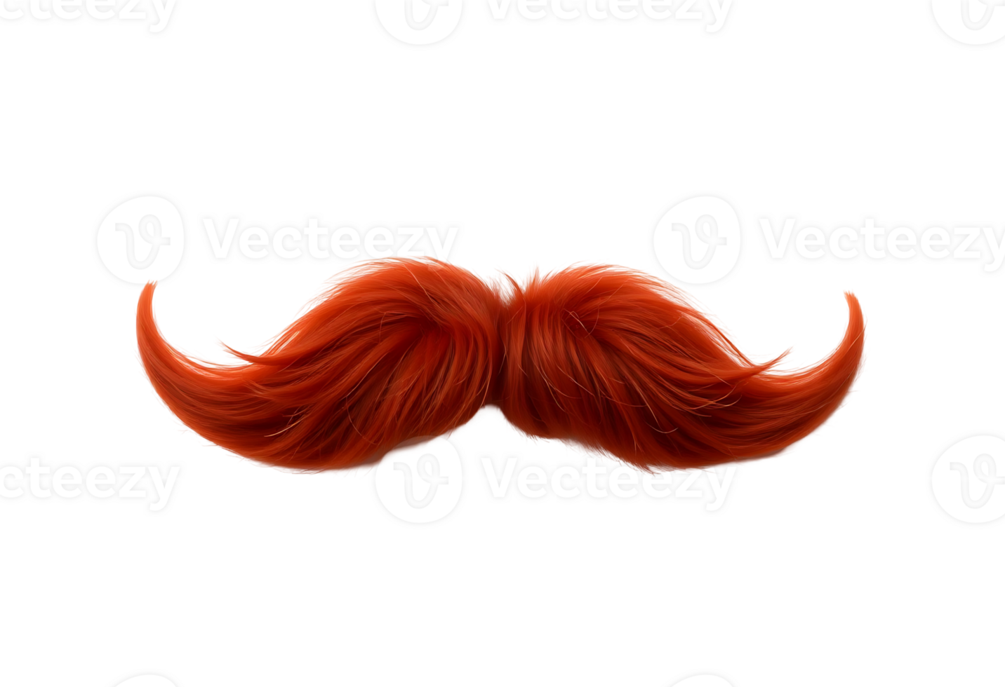 Vibrant Red Mustache with Curly Ends png