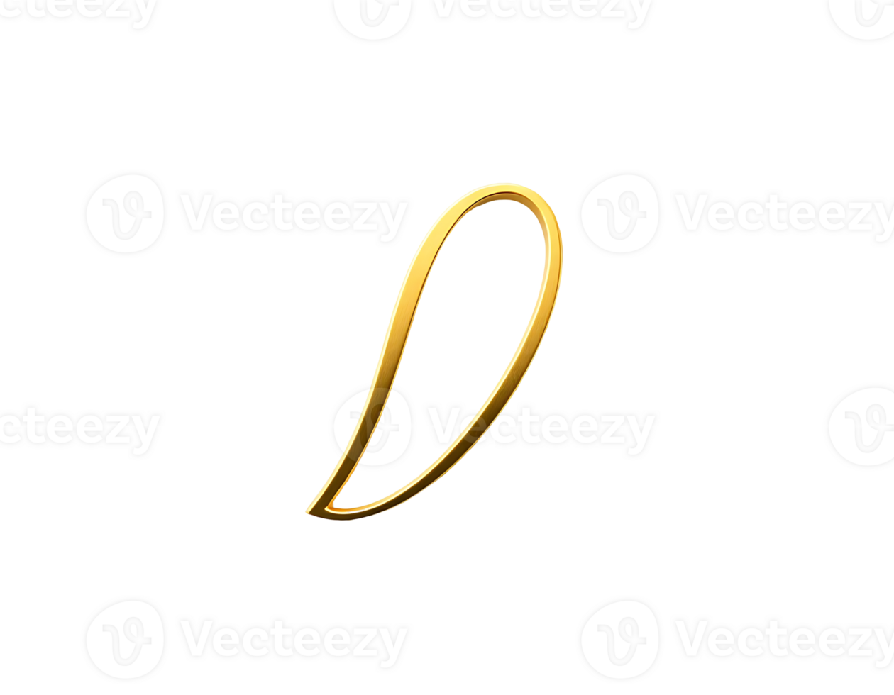 Golden Script Letter D Isolated png