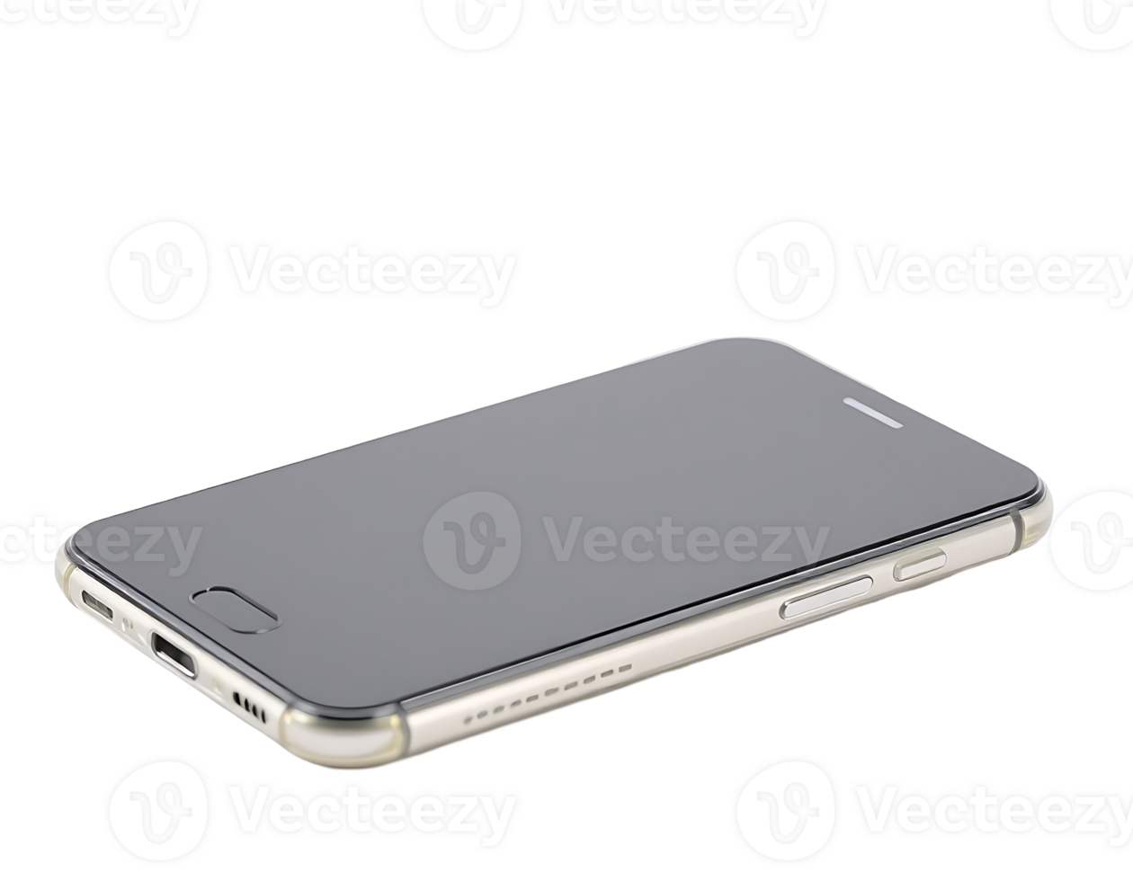 Sleek silver and gold smartphone isolated on a transparent background png