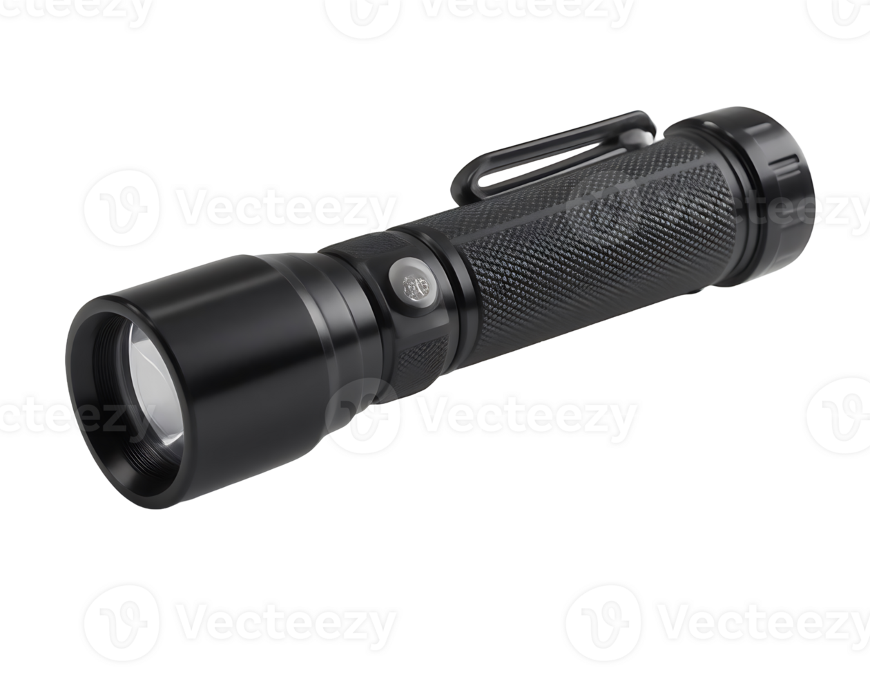 Black LED Flashlight with Pocket Clip png
