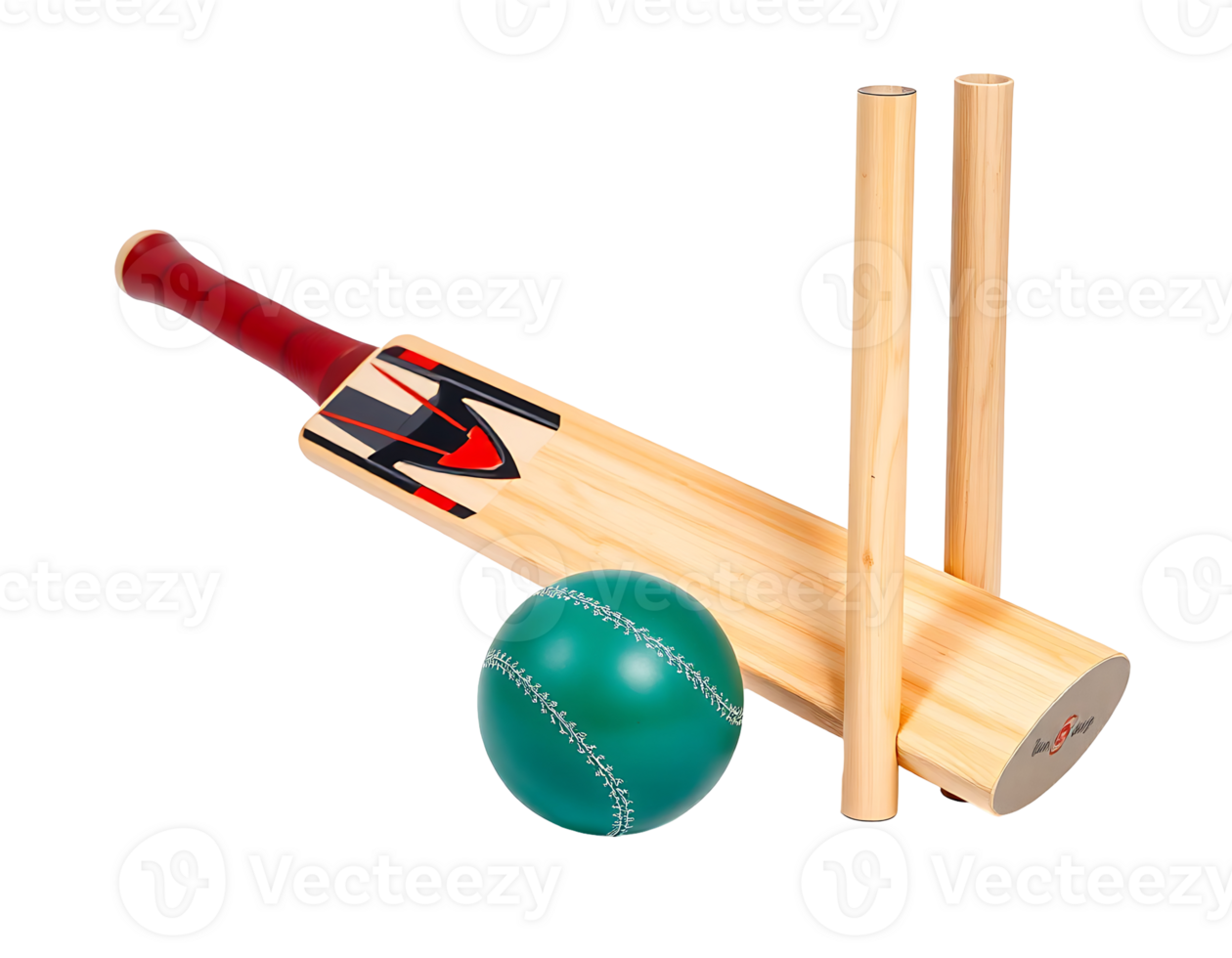 Cricket bat, ball, and wicket set png