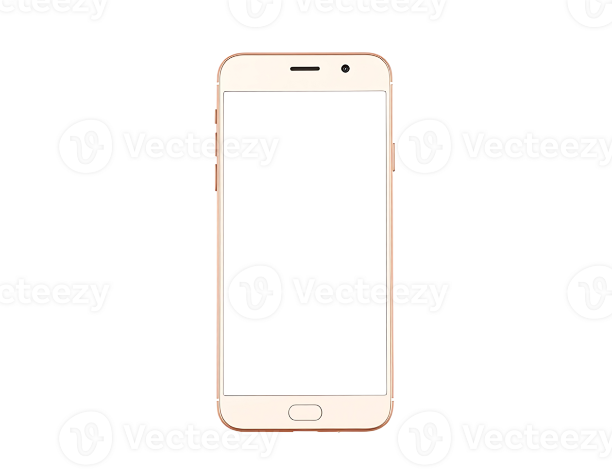 Gold smartphone with blank white screen on a transparent background png