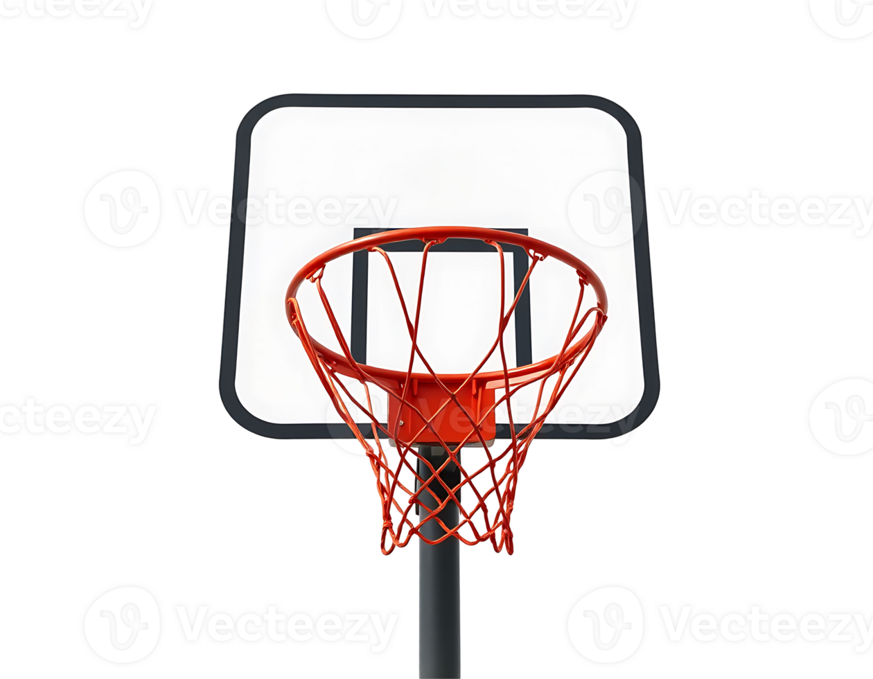 Basketball hoop with net and backboard on a transparent background png